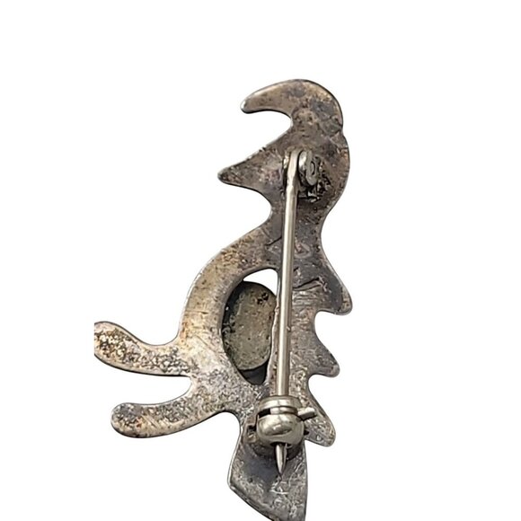Felix Joe Sterling Silver Kokopelli Brooch Turquoise Stone Native American Pin - Picture 8 of 10